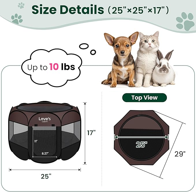 Love's cabin Pet Puppy Dog Playpen, Small Dog Tent Crates Cage Indoor/Outdoor - Image 3