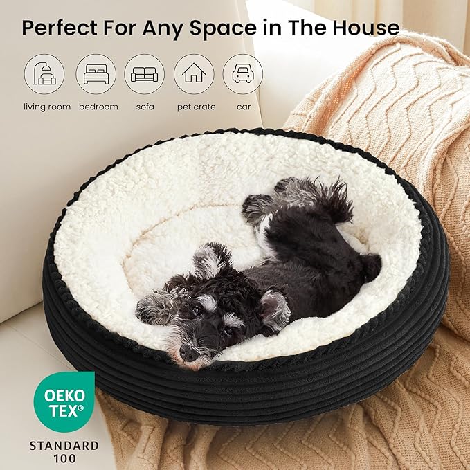Love's cabin Round Donut Cat and Dog Cushion Bed, 25in Pet Bed - Image 6