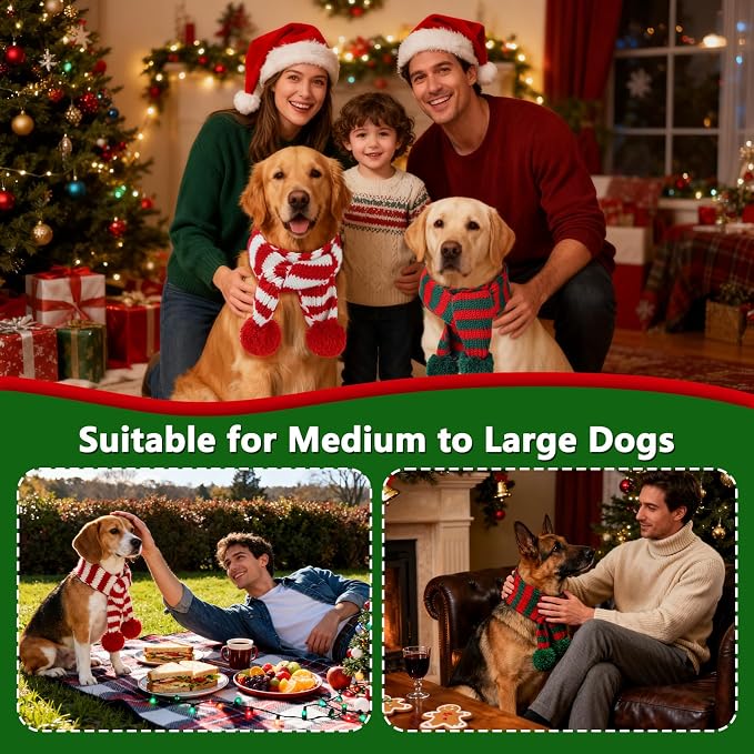 BWOGUE 2-Piece Knitted Dog Christmas Scarf & Bandana - Image 6