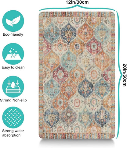 Moroccan Trellis Dog Food & Water Mat, Mexican Talavera Boho Colorful Pet - Image 6