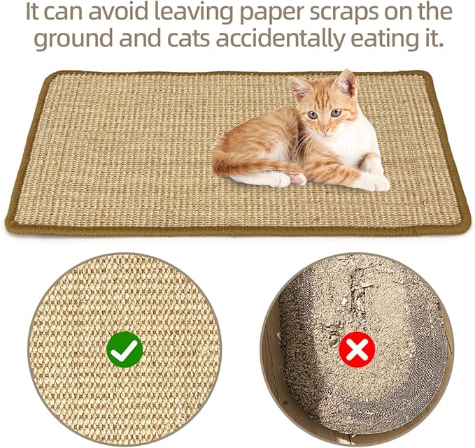 Cat Scratcher Mat, 23.6 X 15.7 Inch, Natural Sisal Cat Scratch Mats, Horizontal - Image 5