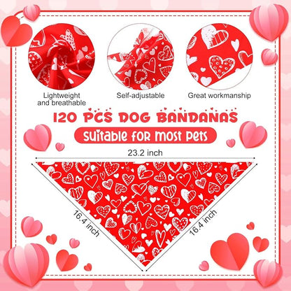 Youyole 120 Pcs Valentine's Day Dog Bandana Bulks Love Dog Bandanas Valentine's - Image 2