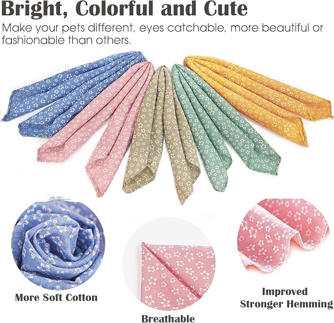 4PCS Spring Dog Bandanas Cat Birthday Cute Soft Cotton Puppy Scarfs Washable - Image 3