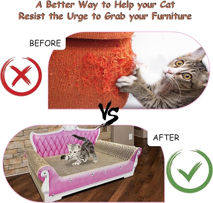 Luxury Cardboard Cat Scratcher Sofa Bed, Couch Shaped Scratching Board - Image 5