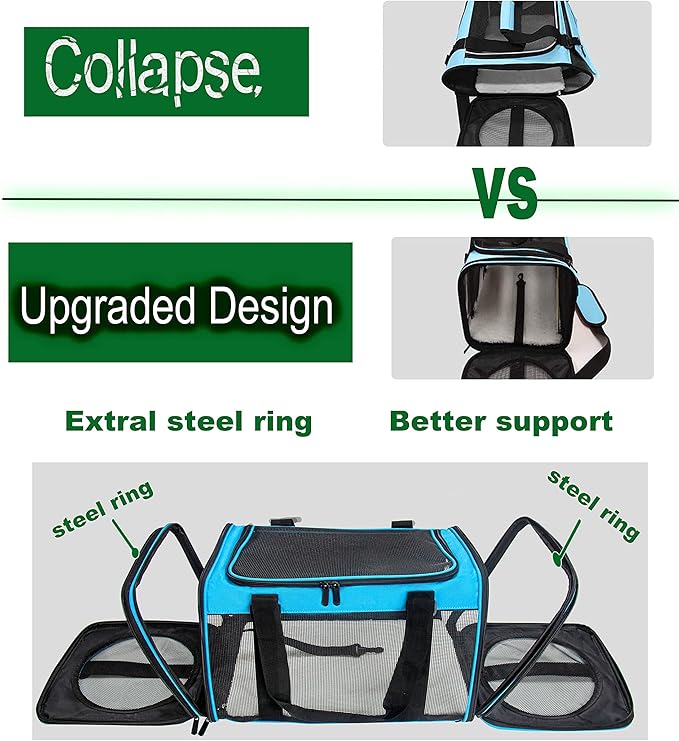 Soft-Sided Pet Carrier for Cats Small Dogs of 15 Lbs Medium Blue - Image 2