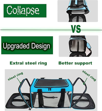 Soft-Sided Pet Carrier for Cats Small Dogs of 15 Lbs Medium Blue - Image 2