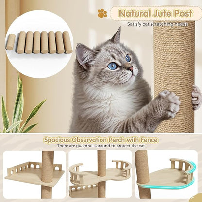 Erinnyees Cat Tree, Floor to Ceiling Cat Tree Height Adjustable Cat Tower 6 - Image 4