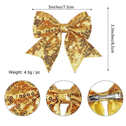 3-inch Sequined Bow Hair Clips For Baby Girls, Kids and Young Women Birthday - Image 4