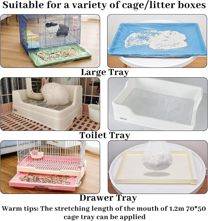 BNOSDM 50 PCS Disposable Rabbit Cage Liner Plastic Guinea Pig Cage Bedding - Image 7