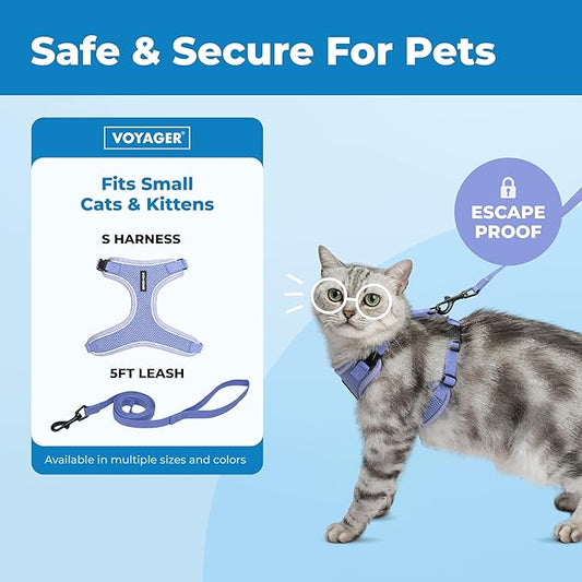 Voyager Escape-Proof Step-in Lock Cat Harness & 5ft Neoprene-Handle Leash Set - Image 2