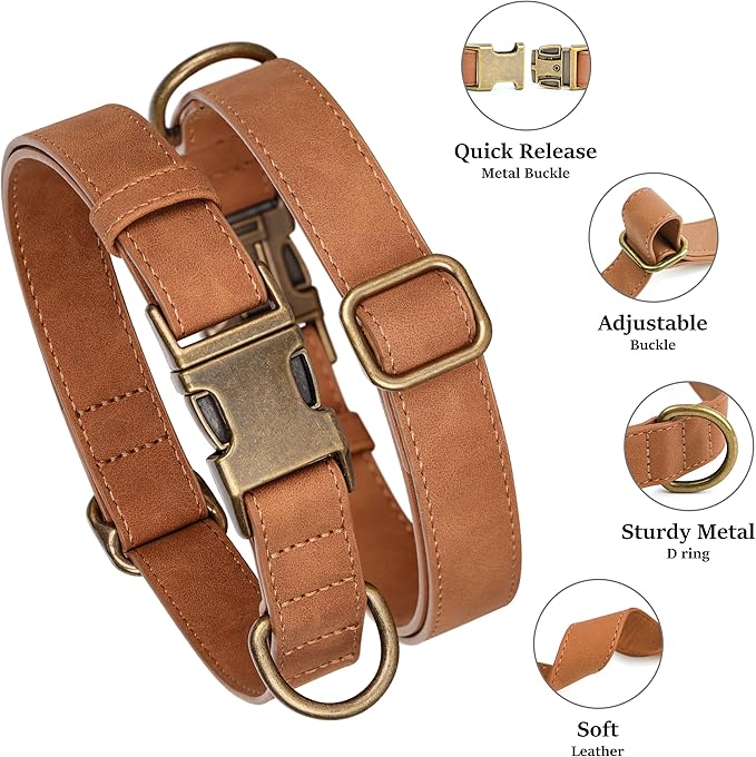 Didog Soft PU Leather Dog Collar, Stylish Quick Released Dog Collars - Image 2