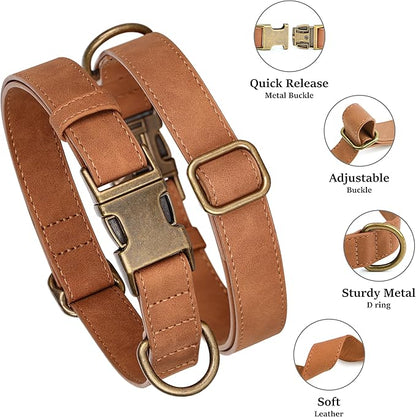 Didog Soft PU Leather Dog Collar, Stylish Quick Released Dog Collars - Image 2