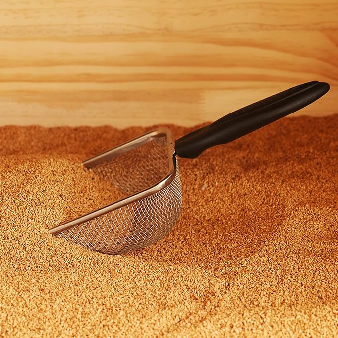 Cat Litter Scoop Stainless Steel Mesh Scooper Long Handle Deep Shovel Non-Stick - Image 4