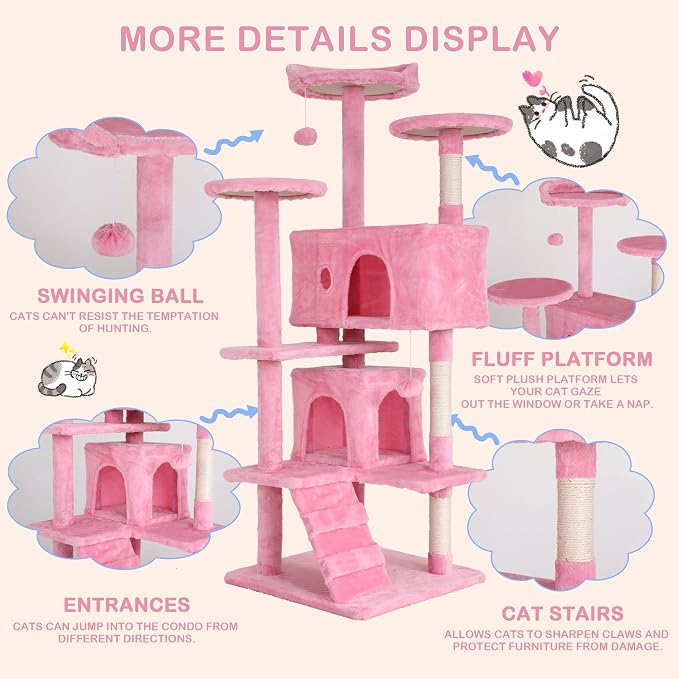 Heavy Duty Cat Tree Tower, Cat Condo, Hanging Ball - Image 4