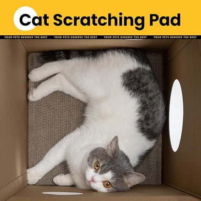 Cardboard Cat House with Scratch Pad & Catnip, Cat Play Scratching House - Image 8