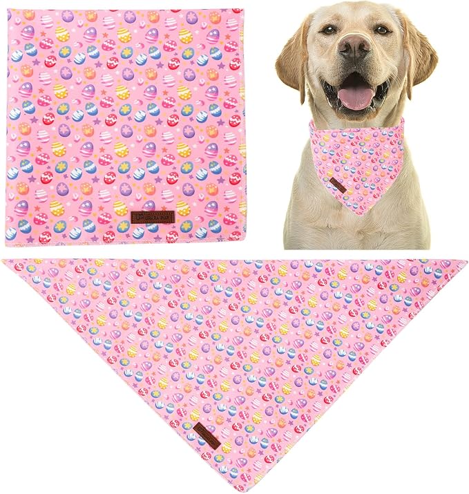 Easter Day Dog Bandana, UP URARA PUP Easter Eggs Triangle Bid Scarf - Image 4