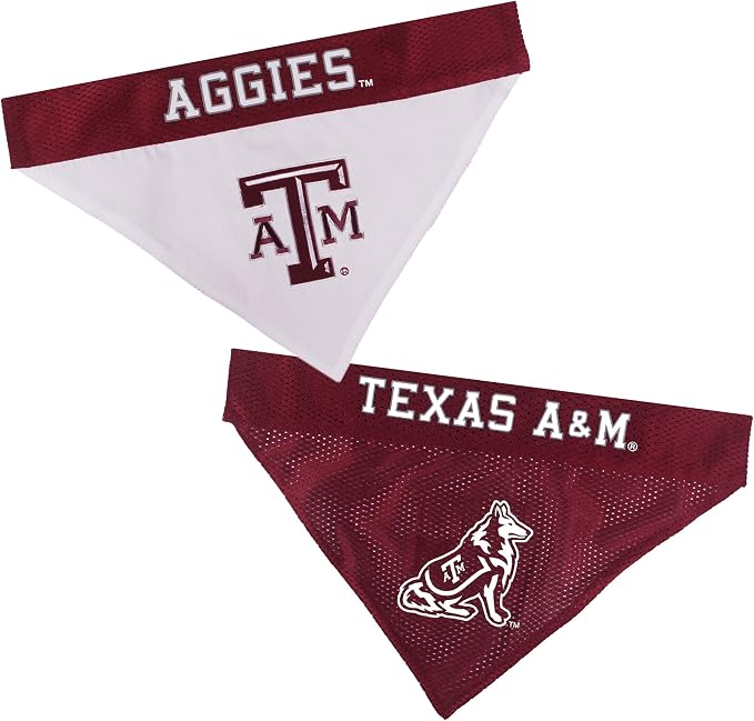 Pets First Collegiate Pet Accessories, Reversible Bandana, Texas A&M Aggies by PETSFIRST