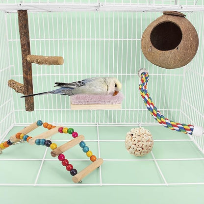 Bird Hammock Bed for Cage Parrot Perch Wooden Parakeet Sleeping Platform Winter - Image 3