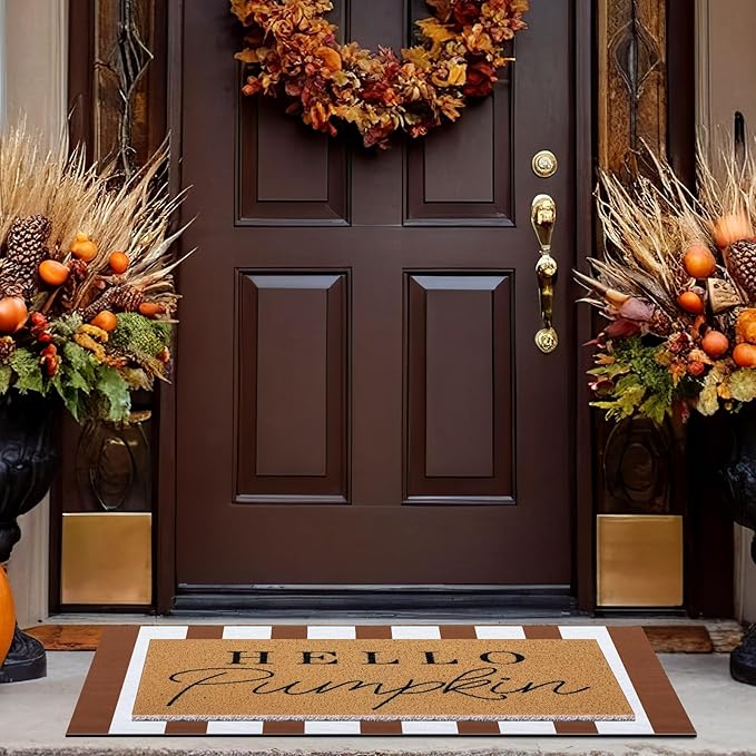 Tinideya 2 Pcs Door Mat Welcome Non Slip Coir Mats Floor Layering Doormats - Image 2