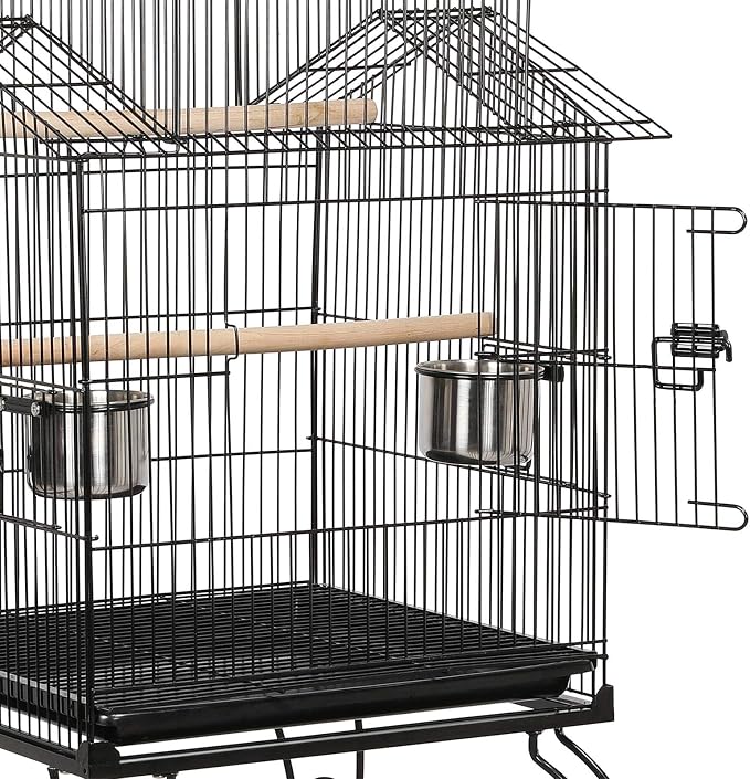 Yaheetech Budgie Cage 55-inch Rolling Standing Triple Roof Medium Parrot Cage - Image 8