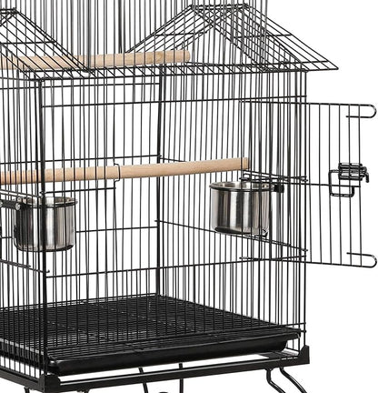 Yaheetech Budgie Cage 55-inch Rolling Standing Triple Roof Medium Parrot Cage - Image 8
