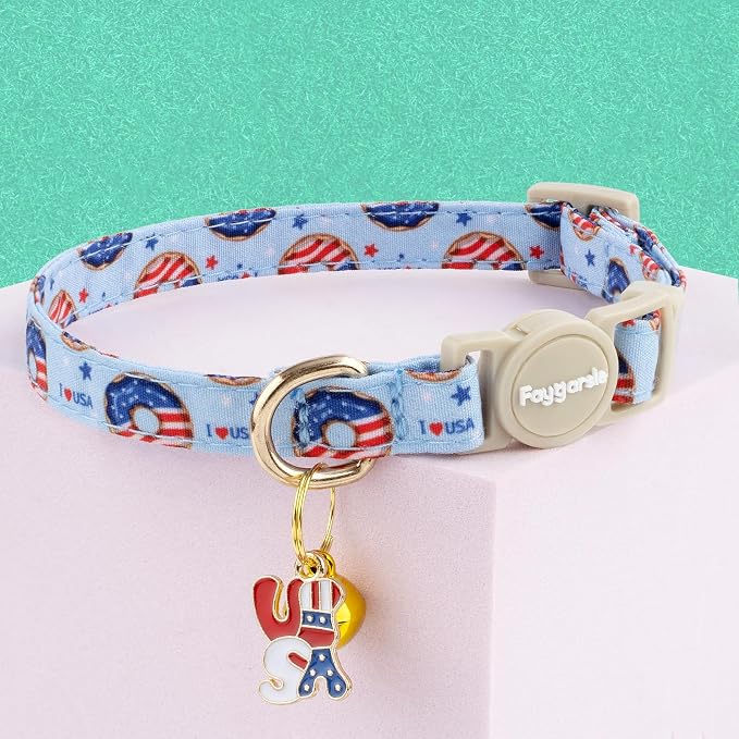 Faygarsle 2 Pack Patriotic American Flag Dog Collar Pattern Cat Collars - Image 4