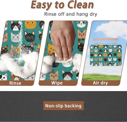 Cute Cat Dog Food Mat, Absorbent Pet Feeding Mat - Image 4