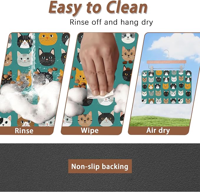 Cute Cat Dog Food Mat, Absorbent Pet Feeding Mat - Image 4