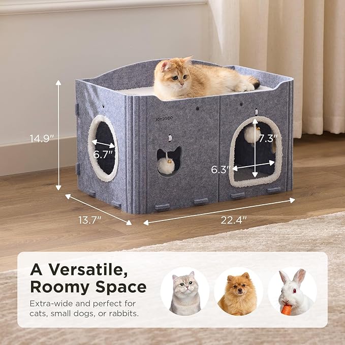 Joydeco Cat House for Indoor Cats, Extra Wide Scratch Resistant Felt Cat Condo - Image 6