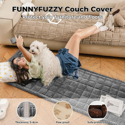 FUNNY FUZZY Pet Couch Covers for Sofa, Flannel Dog Couch Cover for Dogs Washable - Image 3