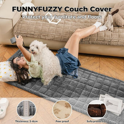 FUNNY FUZZY Pet Couch Covers for Sofa, Flannel Dog Couch Cover for Dogs Washable - Image 2