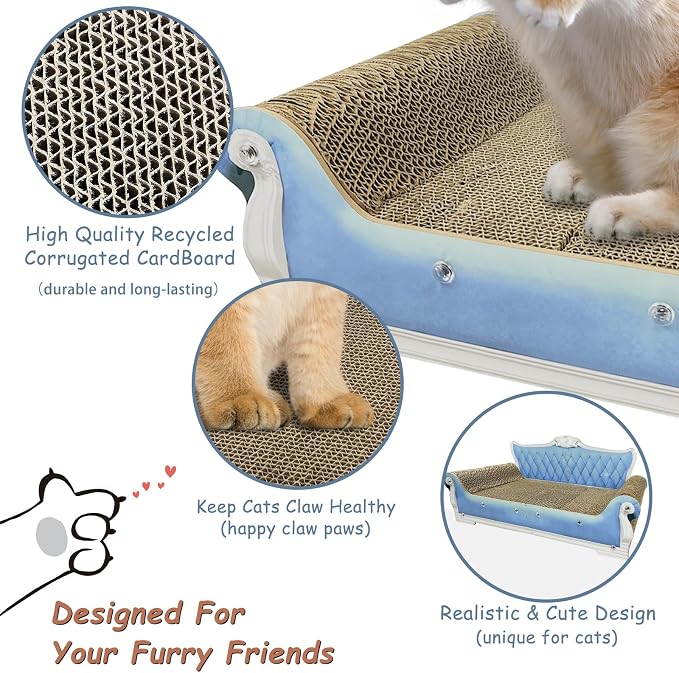 Luxury Cardboard Cat Scratcher Sofa Bed, Couch Shaped Scratching Board - Image 2
