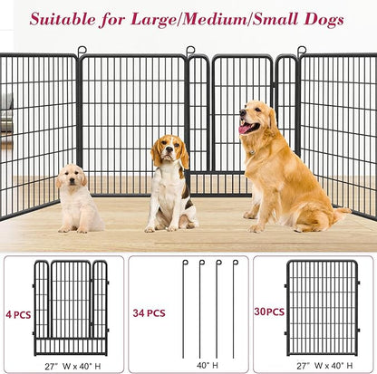 Dog Playpen 40 inch Dog Fence for Outdoor Indoor Use Heavy Duty Metal Dog Pen - Image 4
