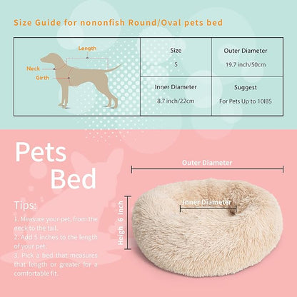 Calming Donut Dogs Beds for Small Dogs Washable, 19inch Fluffy Round Puppy Bed - Image 4