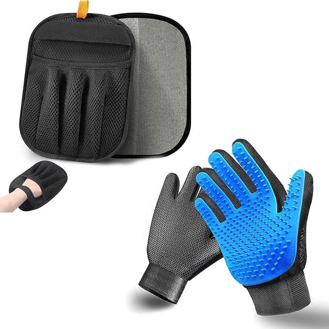 3 PCS Pet Hair Removal Glove and Pet Grooming Glove Kit by NVNAN