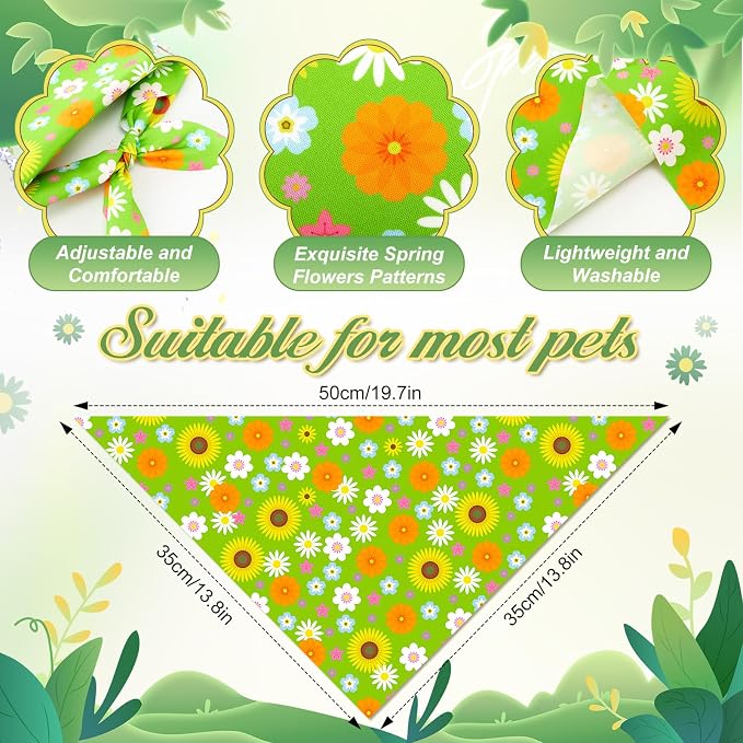 Abbylike 50 Pieces Spring Dog Bandanas Bulk Flower Daisy Sunflower Dog Bandanas - Image 3