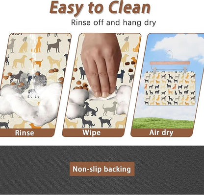 Cute Dog Cat Food Mat, Color Silhouette Absorbent Pet Feeding Mat - Image 4