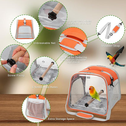 Suertree Small Bird Carrier, Large Window Travel Cage - Image 3