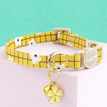 Faygarsle 2 Pack Striped Plaid Floral Pattern Cat Collars Breakaway Safety - Image 3