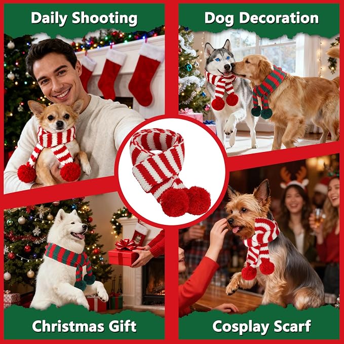 BWOGUE 2-Piece Knitted Dog Christmas Scarf & Bandana - Image 5
