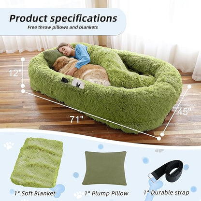 Human Dog Bed, Washable Faux Fur Pet Bed - Image 5