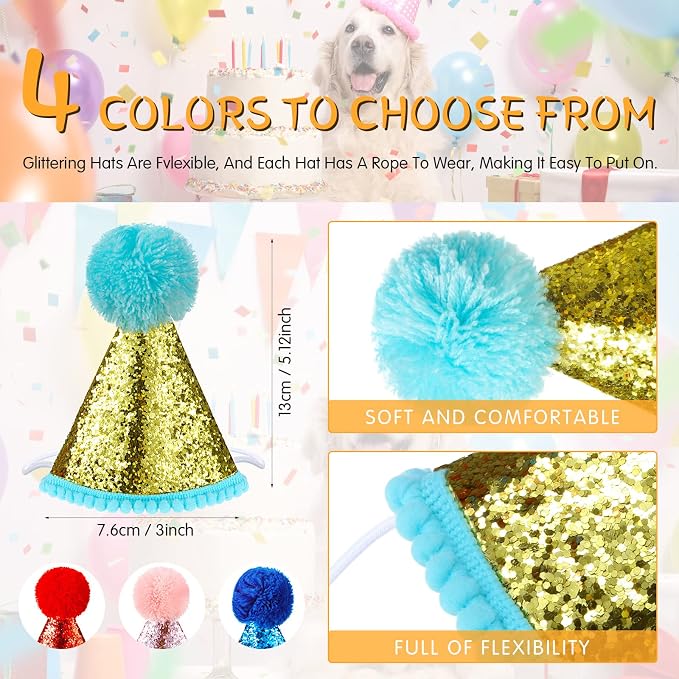 4 Pieces Dog Birthday Hat for Pets Christmas Party Decoration Accessories Pet - Image 2