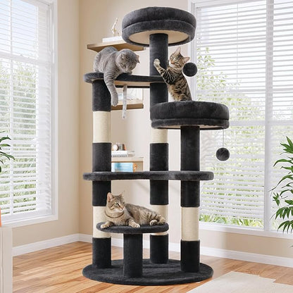 Allewie 55.5 in Cat Tree for Indoor Kitties/Soft Plush Perches/Multi-Level Cat - Image 2