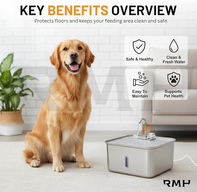 RMH 7L Stainless Steel Dog & Cat Water Fountain - Image 3