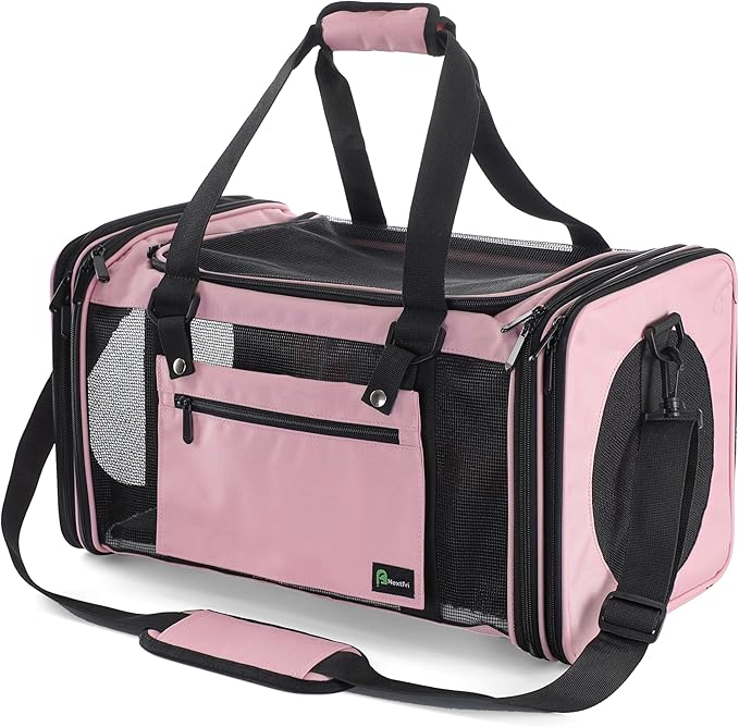 Soft-Sided Pet Carrier for Cats Small Dogs of 15 Lbs Medium Pink by NextFri