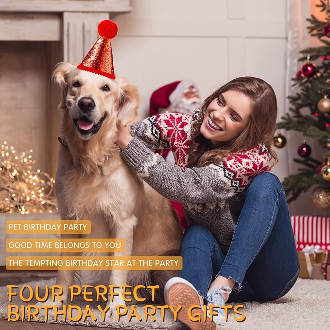 4 Pieces Dog Birthday Hat for Pets Christmas Party Decoration Accessories Pet - Image 4