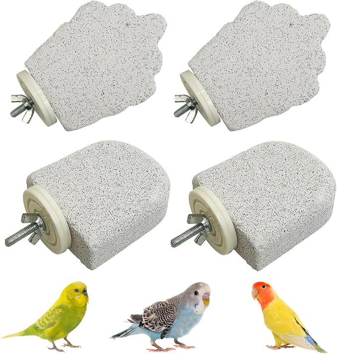 4Pcs Bird Beak Grinding Stone, Bird Perches Calcium Parrot Perch Stand Parrot by JINJUMEI