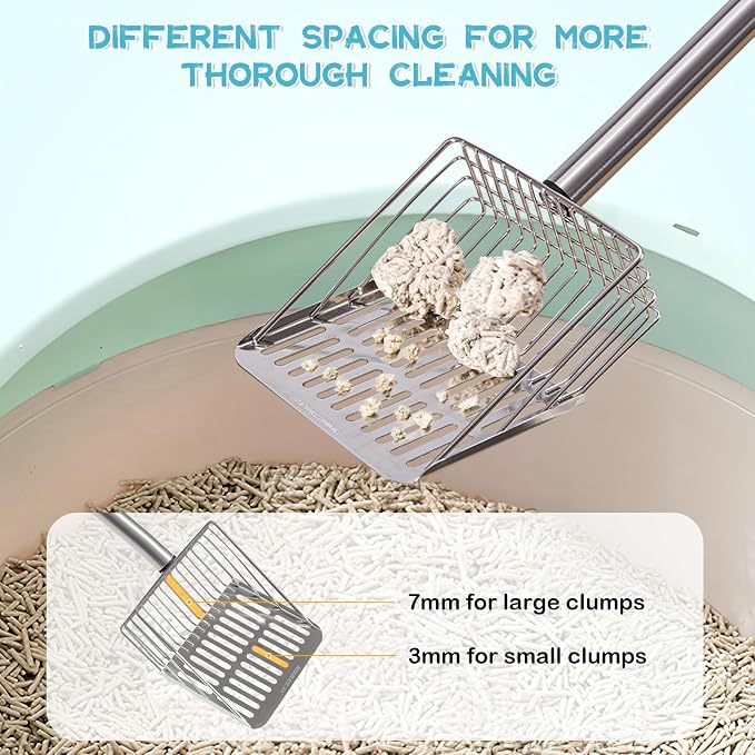 Metal Cat Litter Scoop with Holder Stainless Steel Kitten Poop Scooper - Image 3