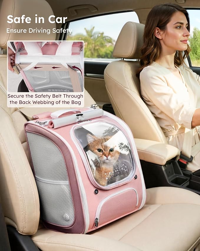 Pecute Cat Backpack Carrier, Large Space Cat Bubble Backpack, Breathable Cat - Image 8
