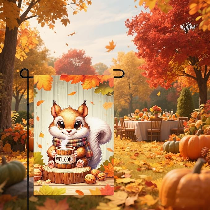 Fall Everyday Garden Flag 12x18 Inch Cute Red Squirrel - Image 7